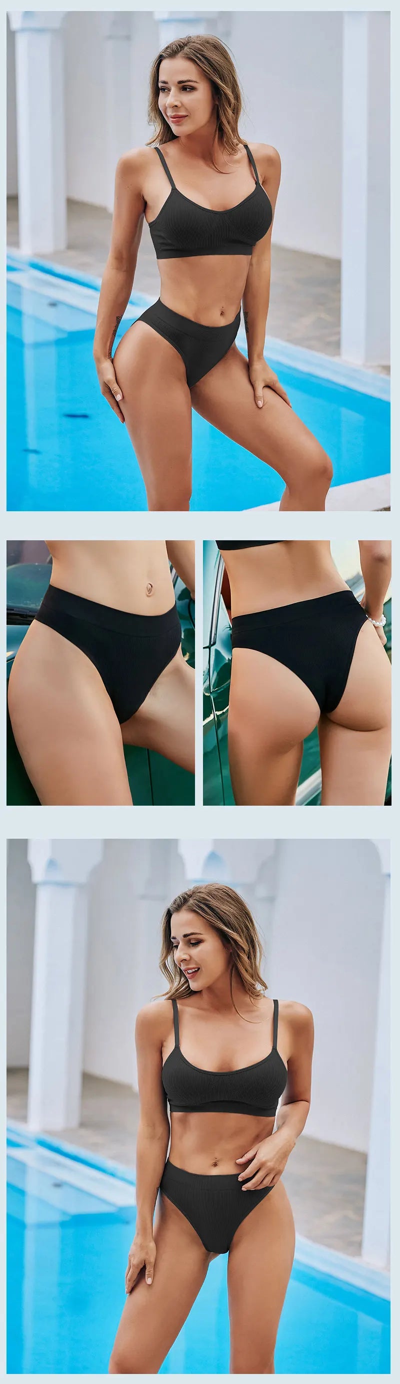 2PCS/Set Seamless Panties Women Sexy Low Waist Brazilian Pant Female Solid Color Breathable Underwear Lady Soft Intimat Lingerie