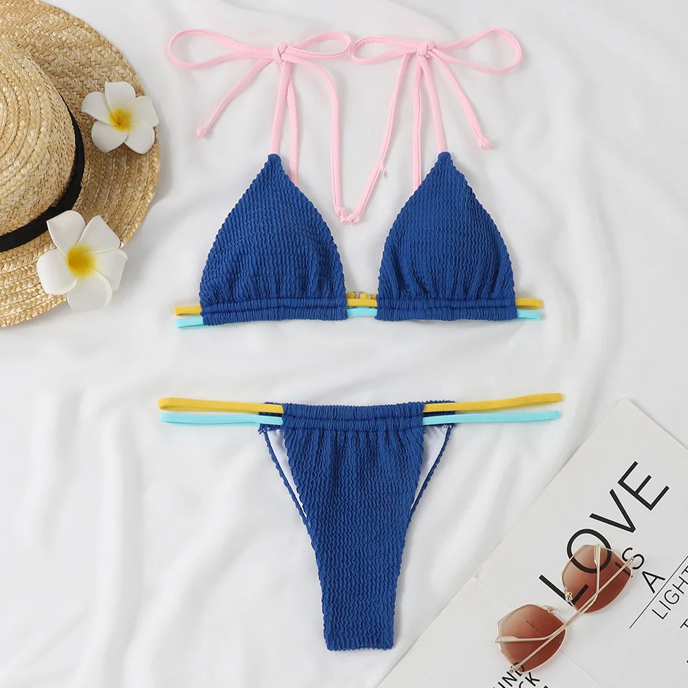2026 New Fashion Sexy Bikini Solid Swimsuit Women Swimwear Push Up Set Brazilian Bathing Suit Summer Beach Wear Swimming