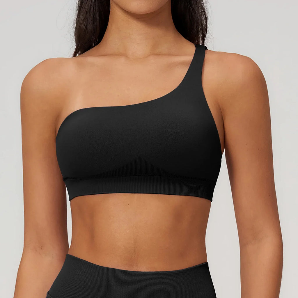 Summer Shockproof Sport Bra Women's Beautiful Back Gym Sports Underwear Women Oblique Shoulder Straps Running Fitness Yoga Bra