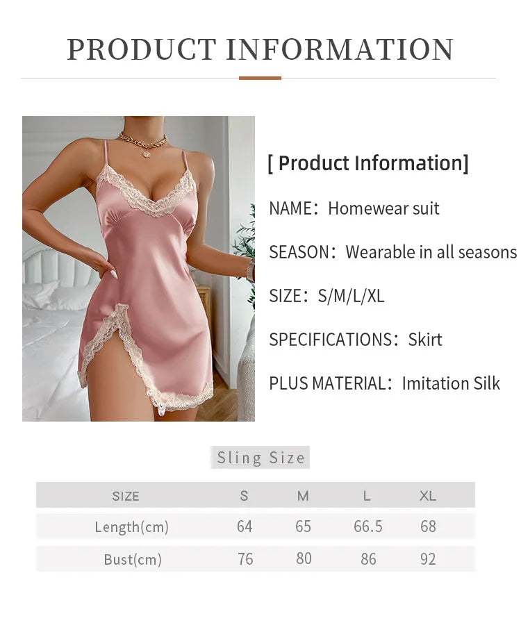 Ice Silk Night Dress Feminine Backless Suspender Skirt Summer New Short Skirt Thin Breathable Large Size Nightgown Pajamas Set