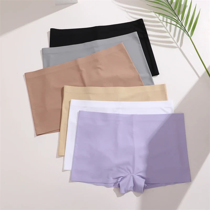 3Pcs Women's Seamless Sports Boxer Underwear Female Solid Color Panties Comfortable Briefs Cozy Lingerie Intimate Underpant S-XL