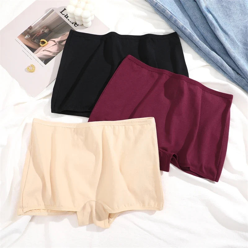 2PCS Women's Panties Cotton Seamless Sports Boxers Underwear Female Solid Color Briefs Cozy Lingerie Intimate Underpants XS-XL