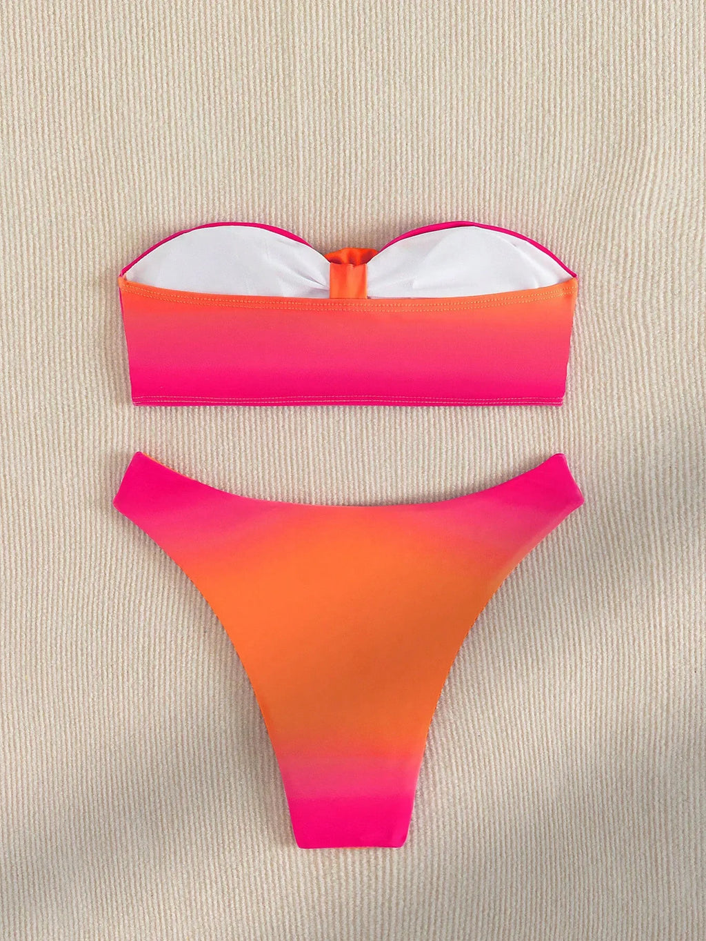 Sexy Orange Gradient Bikini Set 2025 Women 3D Floral Designer Bandeau Push Up Micro Swimsuit Beach Bathing Suit Thong Swimwear
