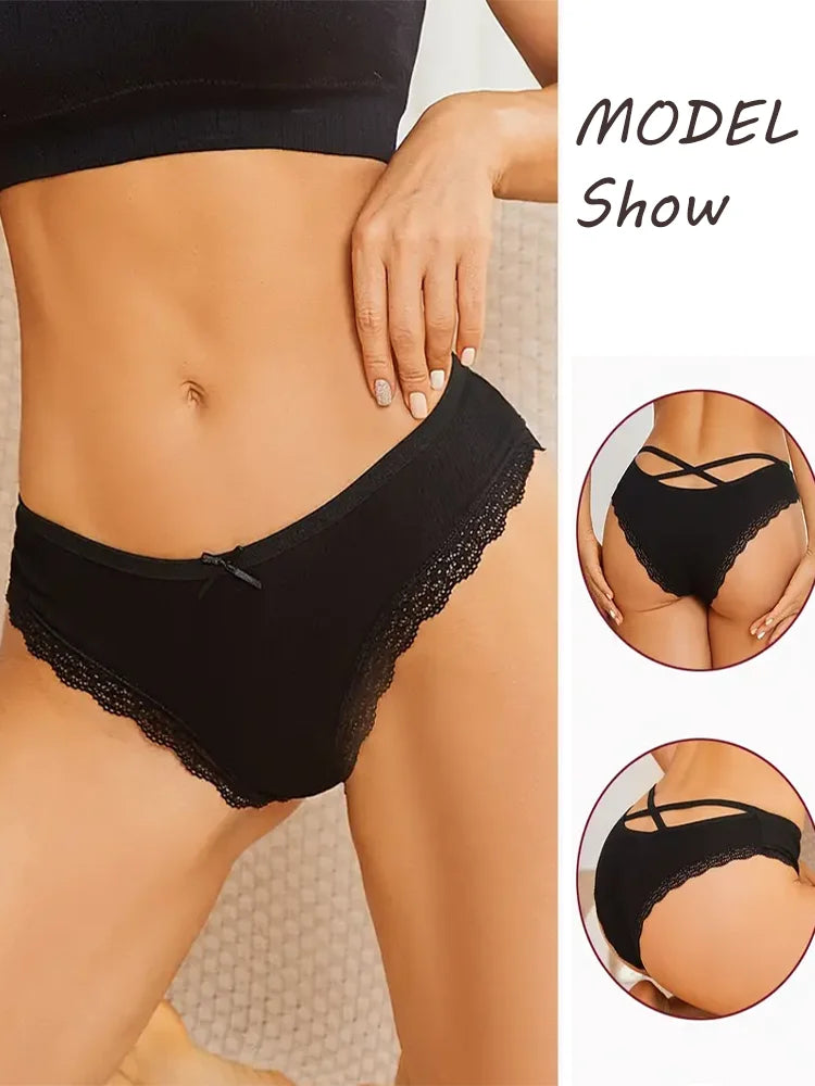 4PCS Cotton Seamless Panties Hollow Sexy Design Unique Low Waist Women Panties Breathable Girls Underwear Soft Lingerie S-XL