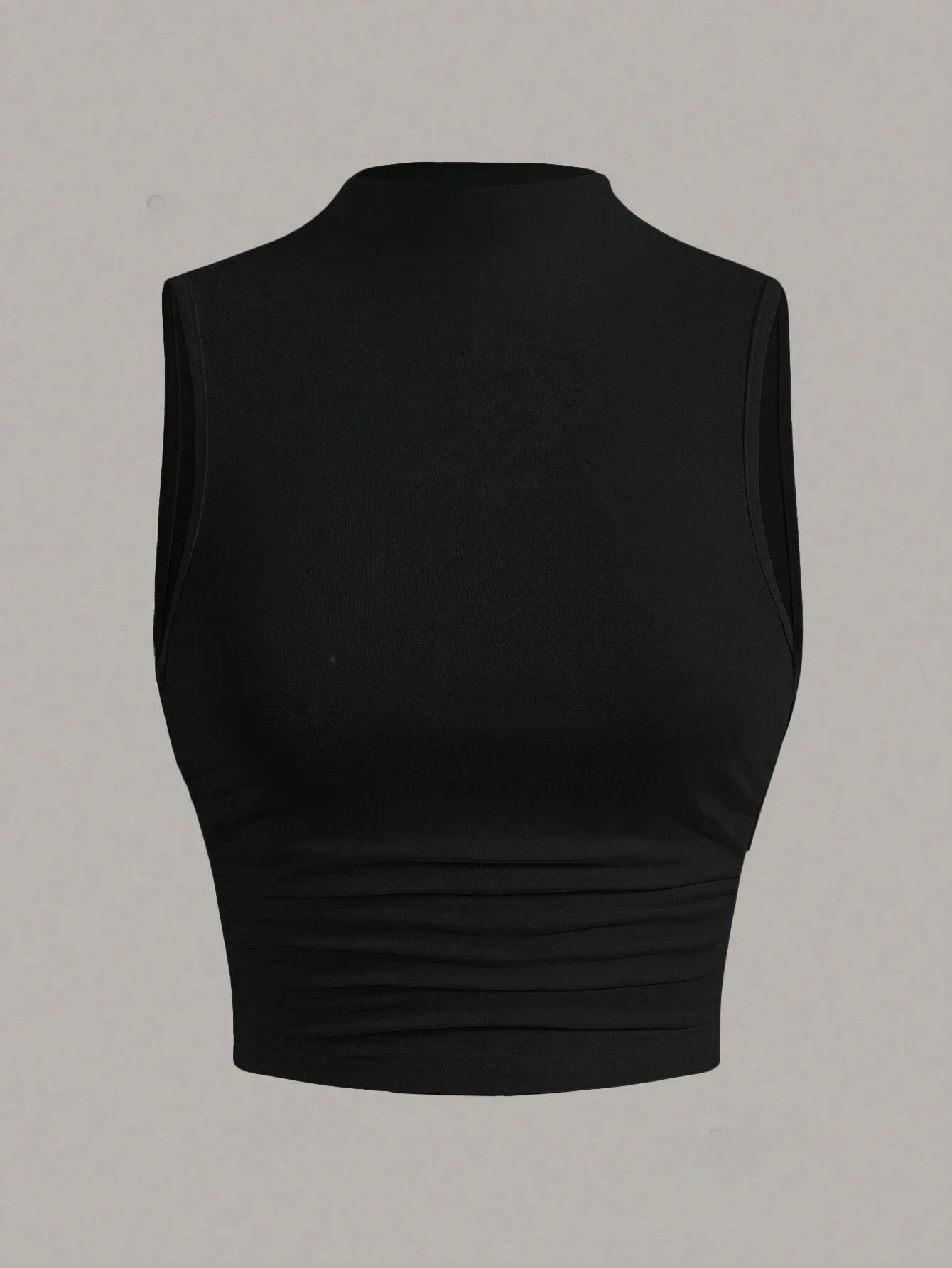 Casual Mock Neck Sleeveless Tank Top for Women Summer Sexy Solid Color Slim Fit Stand Collar Crop Top Streetwear 2024