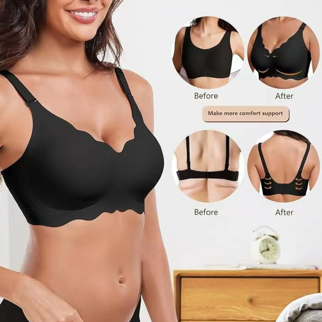 Plus-size Jelly-like Wire-free Bra Thin Molded Cups with A Wire-free Design Comfortable and Breathable Underwear Push Up
