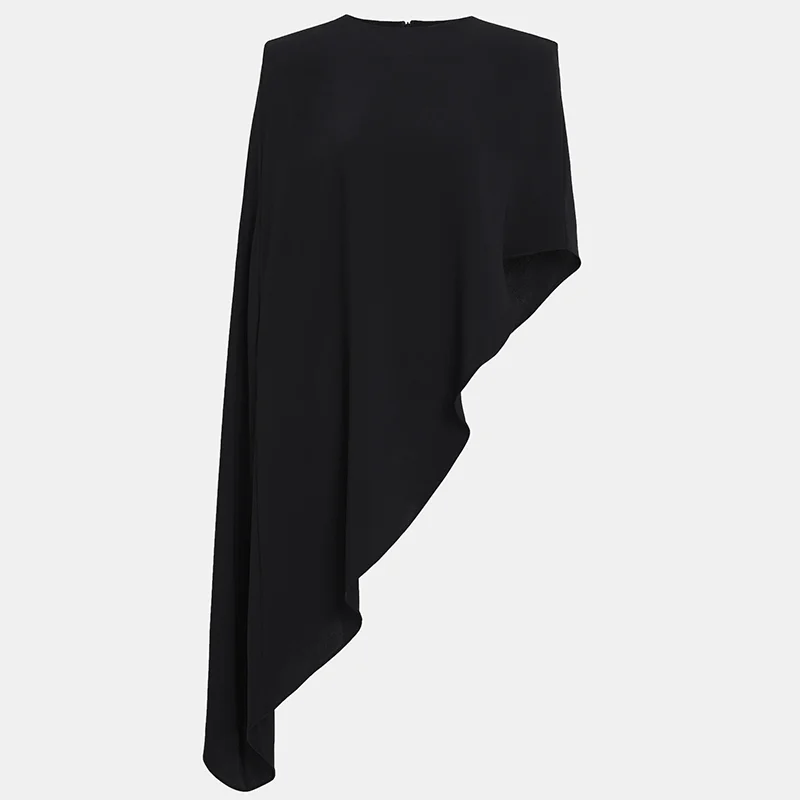 Trendix White Asymmetrical Cover Up For Women Fashion Ruffle Hem Loose Short Sleeve Shirts Casual Elegant Commuting Pullover Top