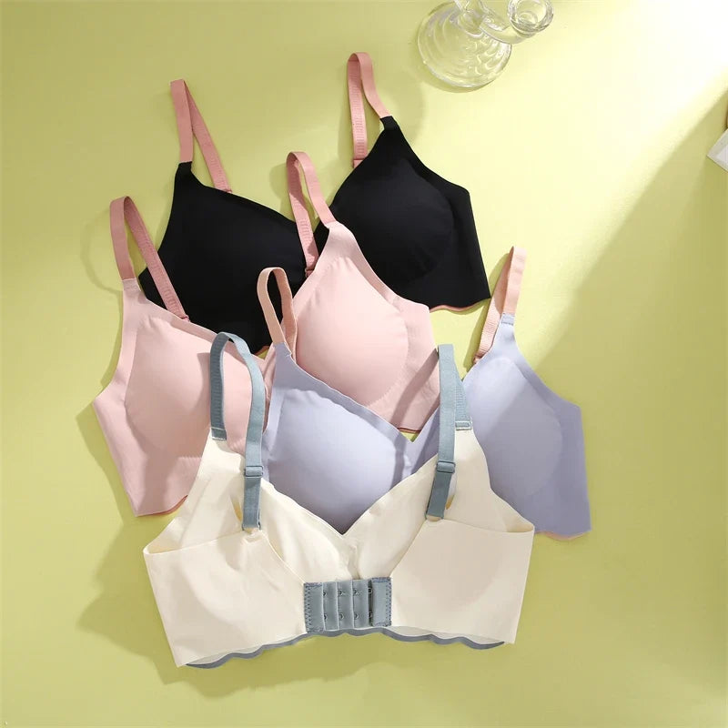 Seamless Invisible Cute Bra For Women Sexy Lingerie Deep Vneck Push Up Bra Wire Free Brassiere Bra Removable Pads Bralette Bra
