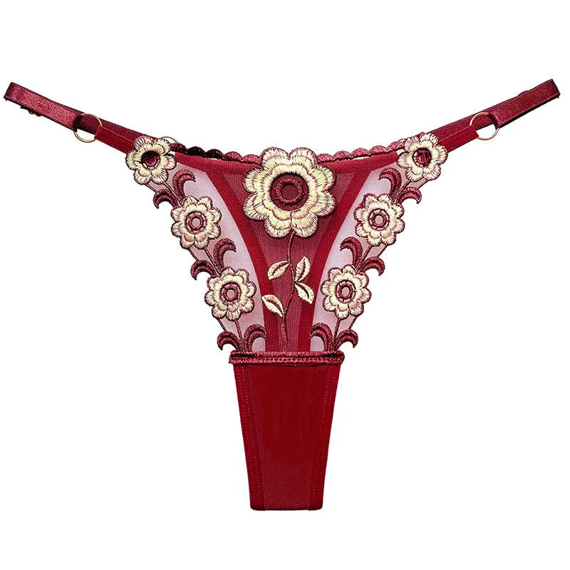 Thin Sexy Girls G String Thong Lace Panties Women Briefs Embroidery Hollow Out Transparent Underwear Female Lingerie