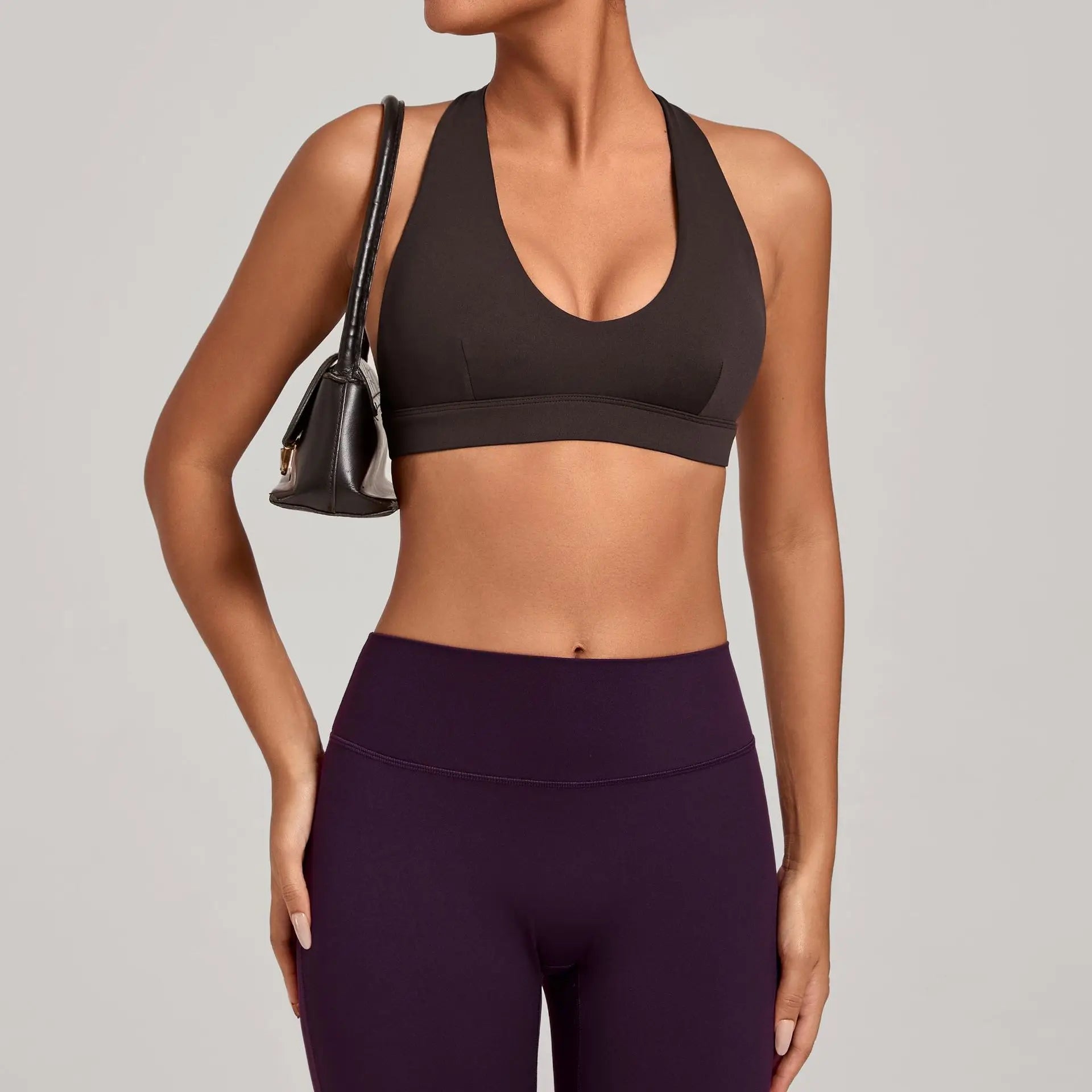 Sports Bra Gathered Neck Hanging Style Backless Tight Yoga Bra Women's Top Fitness Outdoorsports Pilates Training Gym Workout