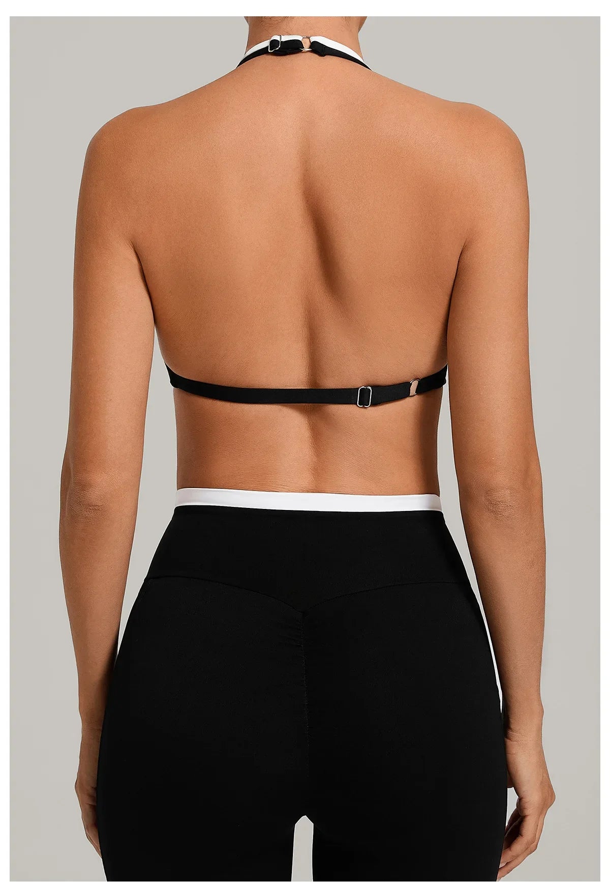 Women's Gym Workout Two-color Yoga Sports Bras Halter Neck Open Back Design Sports Tank Top Running Fitness Built-in Bra Cups
