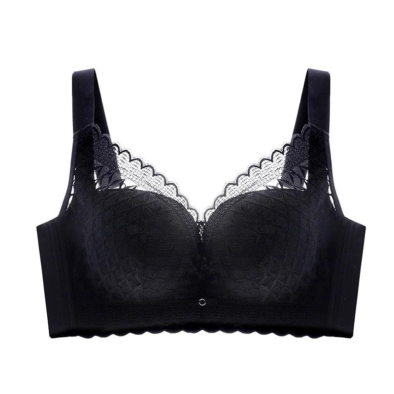 Women's Full Coverage Wire Free Bra Non-Foam Lace Bra Thin Sexy Lace Bra Plus Size 36-46CDE Push Up for Women Thin Latex Bra 46E