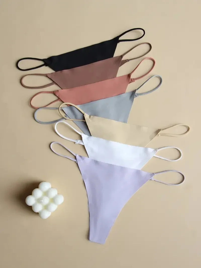 10Pcs Seamless Thong Women Thin Strap Low Waist High Flexibility Panties Sexy Underwear Ladies Briefs T-back Comfortable Women
