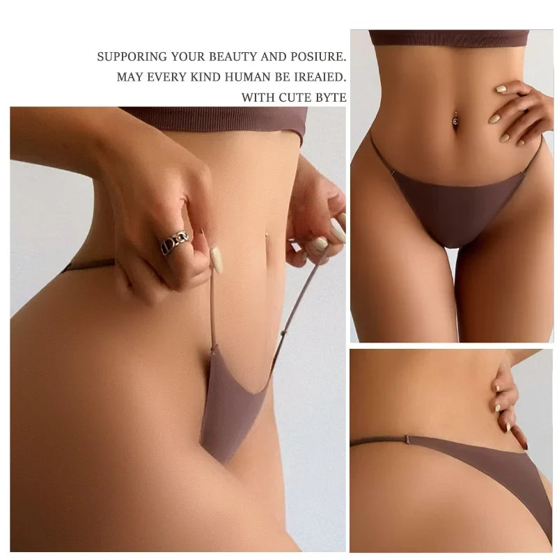 10Pcs/Set Seamless Thong Women Thin Strap Low Waist High Flexibility Panties Underwear Ladies Briefs T-back Comfortable Women