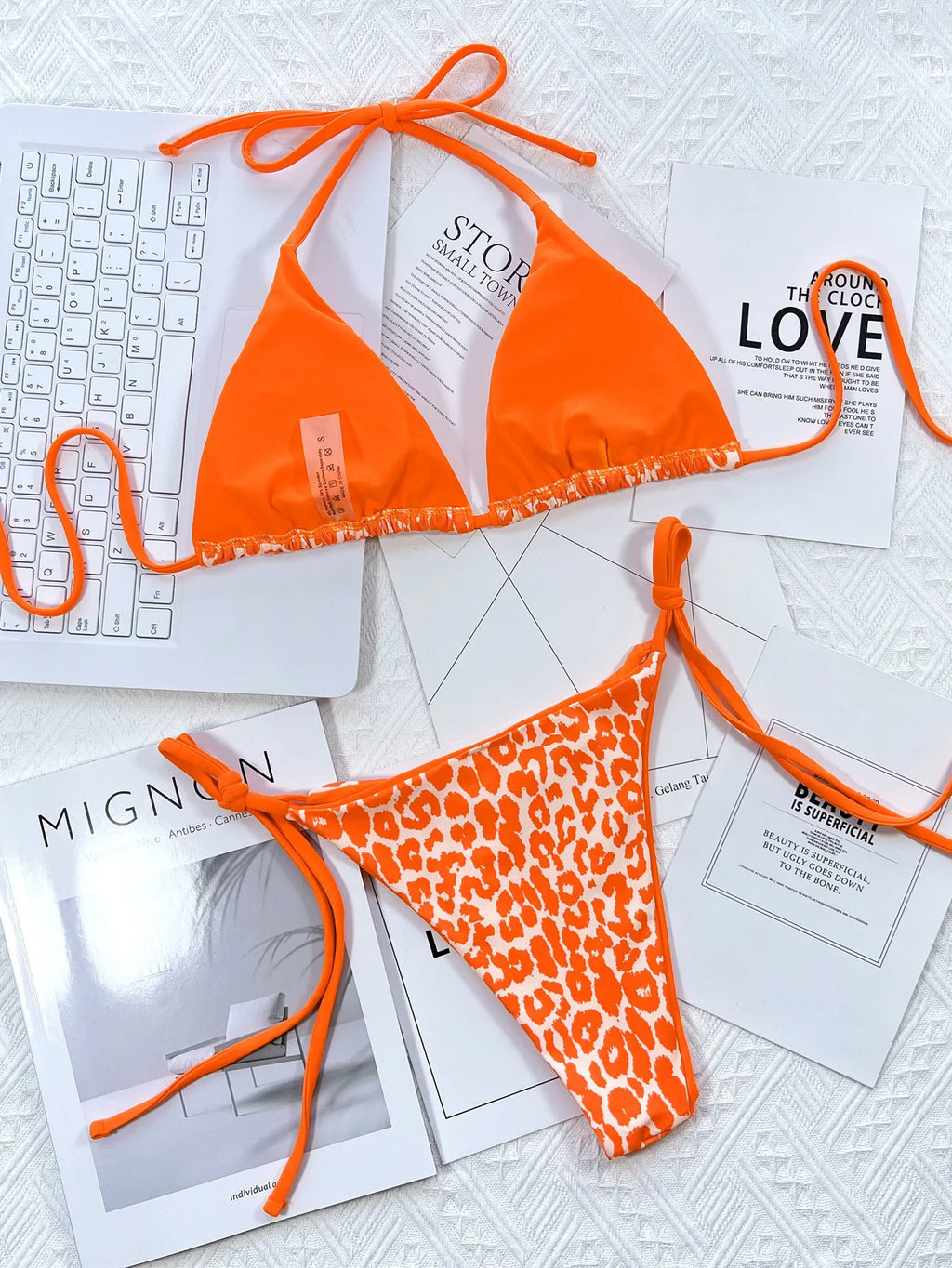 Sexy Mirco Bikini 2024 Women Neon Hot Pink Patchwork Triangle Swimsuit Beach Brazilian Bathing Suit Tie Side Thong Swimwear