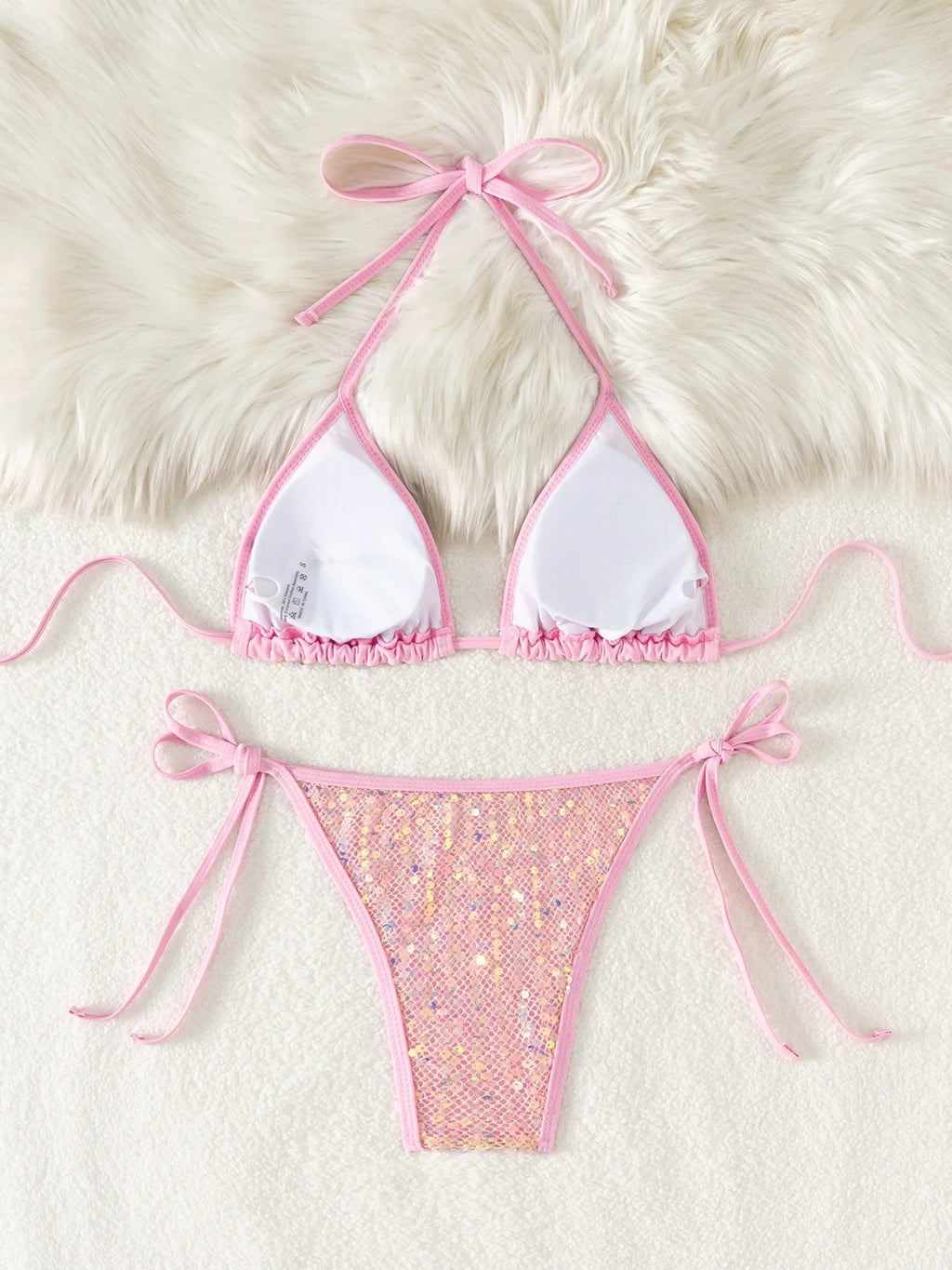 2026 Shiny Sequins Bikini Set Women's Triangle Wrapped Swimsuit Two-piece Lace-up Swimwear Sexy Micro Thong Bathing Suit Biquini