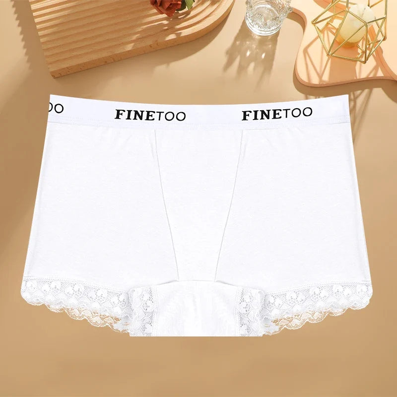 Women's Cotton Lace Boyshorts Sexy Letter Belt Breathable Boxer Panties High Waist Stretch Briefs Comfortable Sport Shorts S-XXL