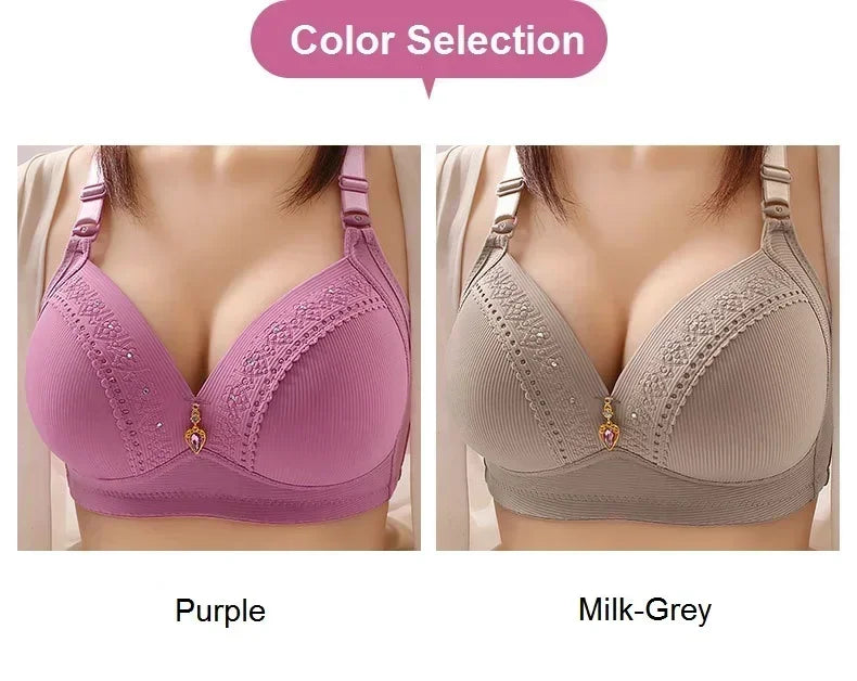 Gathered Side Collection Lifting Underwear Breasts Brassiere Large Size Bra Full Cup Underwear Brassiere No Steel Ring  Bra