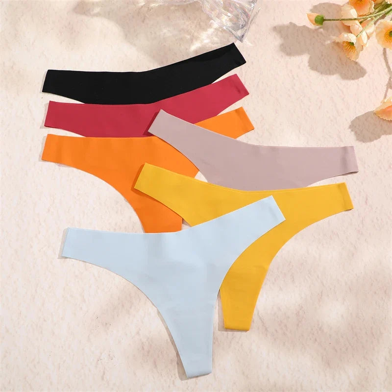 7PCS/Set Seamless Ice Silk Panties Women V-Waist Underwear Sexy Sports Briefs Panties Female Soft Ultra-thin Lingerie G-string