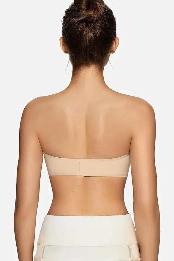 Women's Strapless Bra with Push-up Support Non-slip Bra Comfortable and Breathable Solid Color Bra for Women