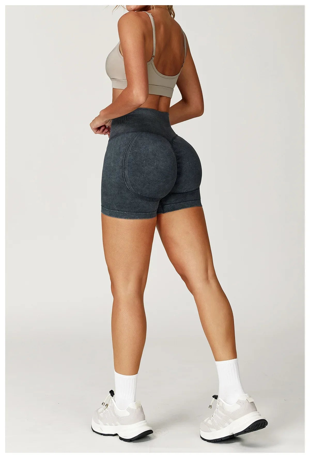 High Waist Yoga Shorts Women Sand Washed Yoga Shorts Workout Shorts Fitness Yoga Lift Butt Fitness Yoga Gym Running Short Pants