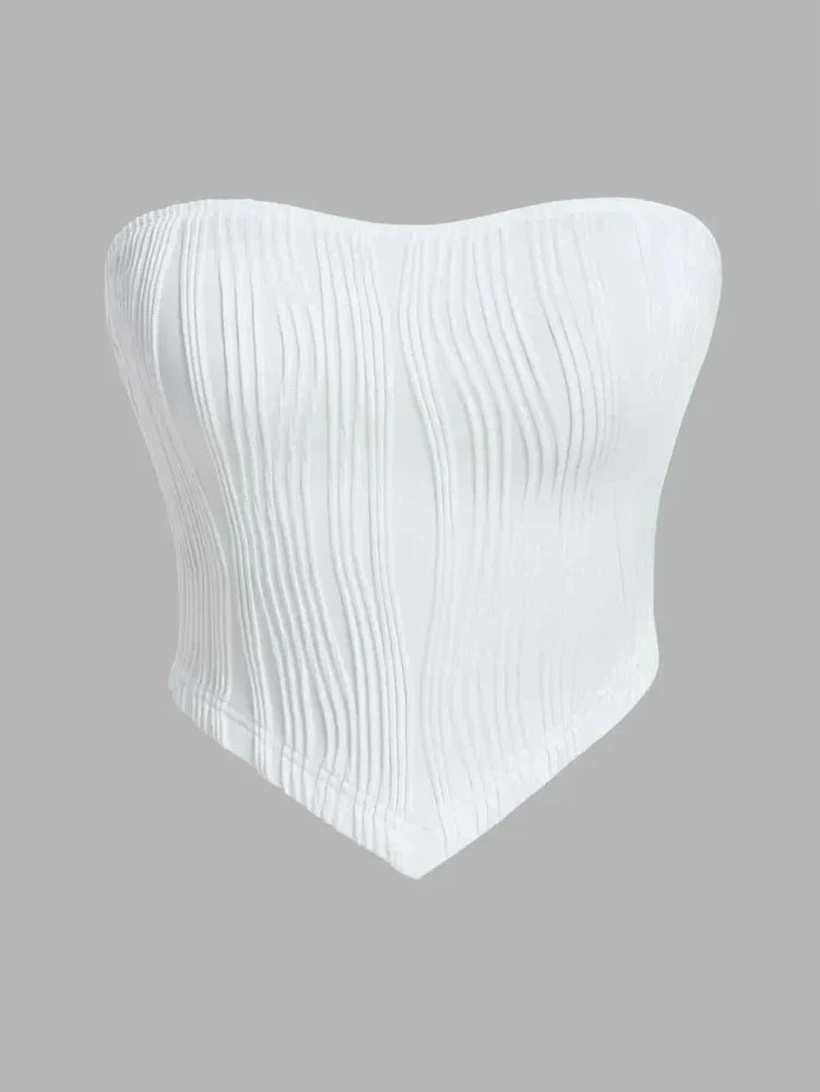 Sexy Off The Shoulder Tube Top Women Summer 2024 Solid Rib Knit Strapless Sleeveless Backless Crop Top Streetwear Y2K