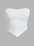 Sexy Off The Shoulder Tube Top Women Summer 2024 Solid Rib Knit Strapless Sleeveless Backless Crop Top Streetwear Y2K