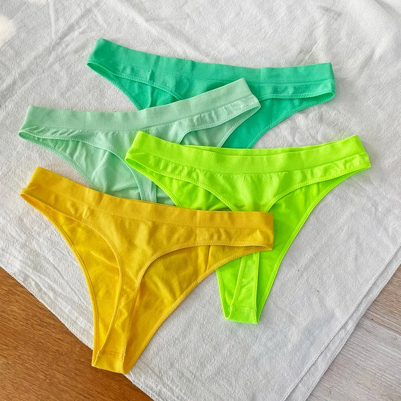 Low Waist Sexy Thong Women Panties G String Seamless Panties Underwear Sports Candy Color Yoga Girls Briefs Femlae Lingerie