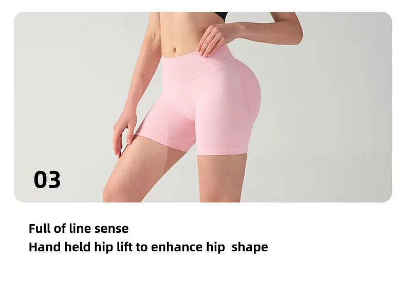 High stretch hip lifting fitness yoga shorts with peach hips and no awkward lines, Pilates medium intensity training shorts