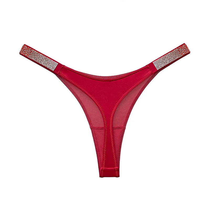 Letter Sexy Panties Women Thongs Rhinestones Diamonds G-string Sports Thong Low Waist Shorts Briefs T-back Fitness S-XL