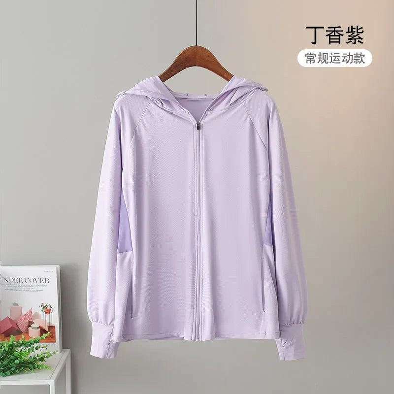 UV Protection Hooded Windbreaker Ice Silk Sun UPF 50+ UV Protection Jacket Big Brim Thin Ice Silk Sun Protection Jackets 4XL 5XL