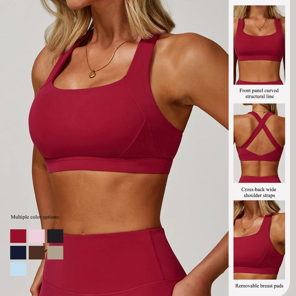 Hearuisavy Quick-Dry Backless Yoga Clothes Running Vest Women Workout Brassiere Fitness Gym Tank Top Women Push up Sports Bra