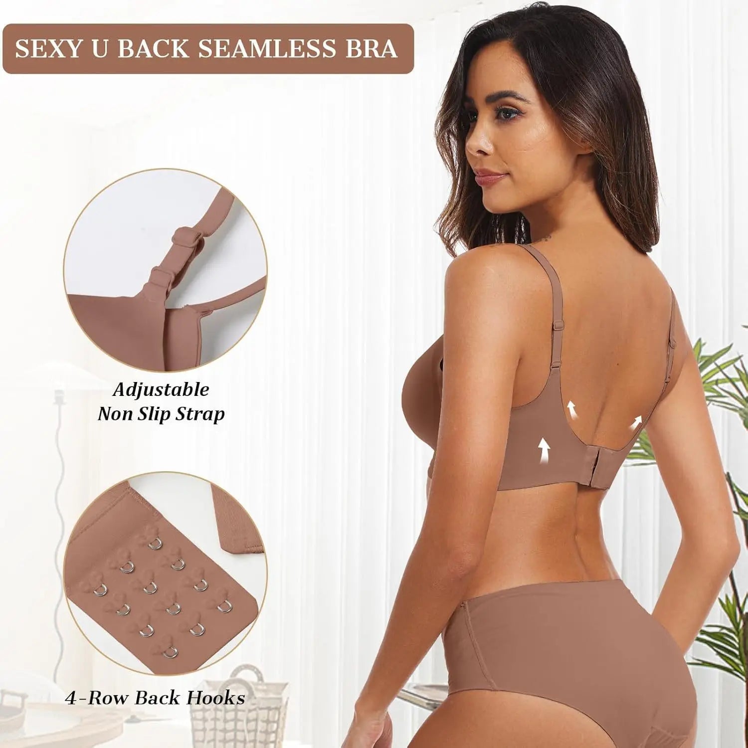 Women's Wire-Free Seamless Bra 3/4 Cup Thin Molded Cup Soft Support Bra Comfortable Breathable and beauty Smooth Bra Push-Up