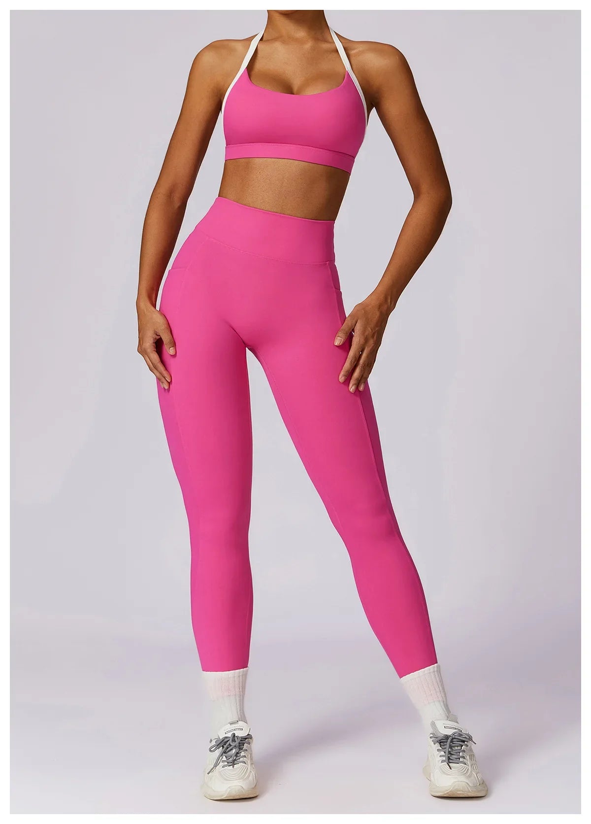 Gym Sport Bra Halter Sports Bra Anti-sweat Breathable Yoga Bra Shockproof Crop Top Fitness Top Push Up Workout Top Women