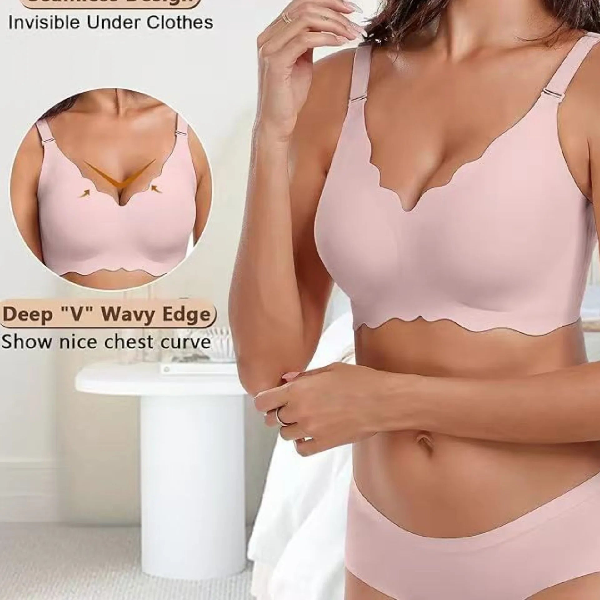 Plus-size Jelly-like Wire-free Bra Thin Molded Cups with A Wire-free Design Comfortable and Breathable Underwear Push Up