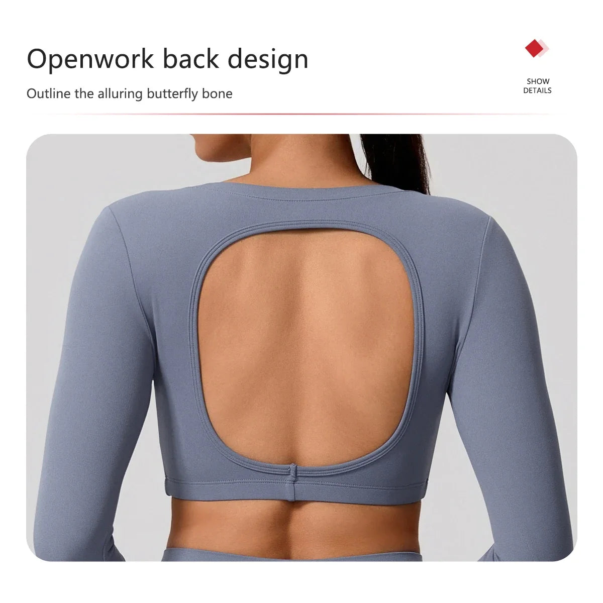 Hearuisavy Sports Set 2Pcs Women's  Long Sleeve Backless Fitted Fitness Top Push Up Pilates Yoga Top Wide Leg Straight Leg Pants