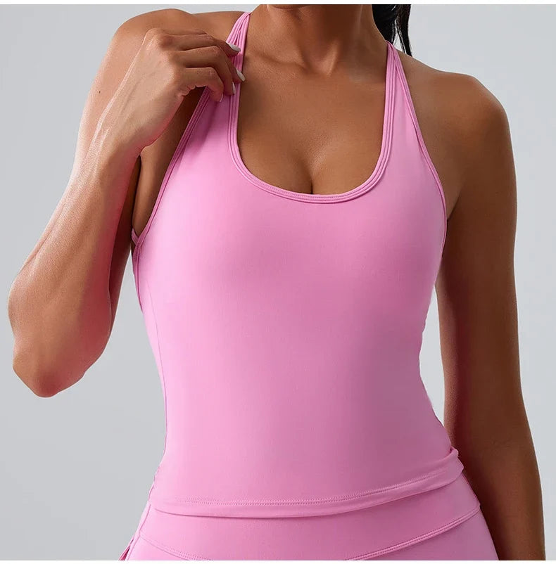 Women Sports Underwear Beautiful Back Cross Back Fitness Sports Bra Top Gym Yoga Athletic Tight Workout Jog Soft With Chest Pad