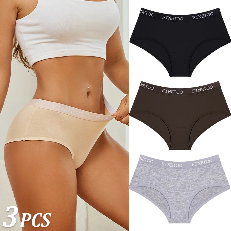 New 3Pcs Women's Cotton Briefs Letter Belt Underwear Women Panties Sexy Breathable Briefs Female Stretch Ladies Soft Lingerie