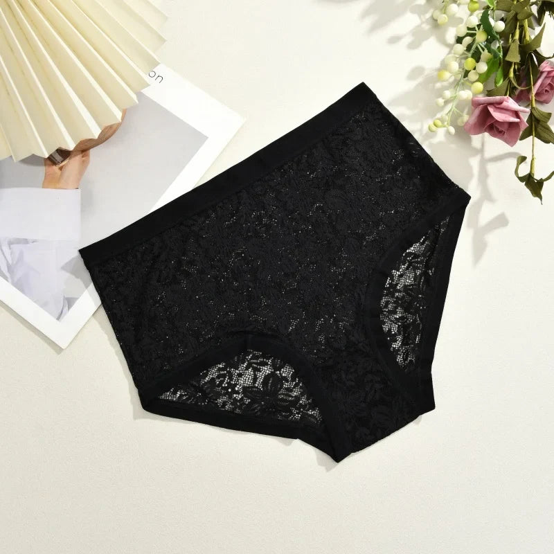 2Pcs/Set Women Sexy Panties Hollow Out Lace Floral Ladies Briefs Low Waist Solid Comfortable Hot Sale Female Underpants S-XXL