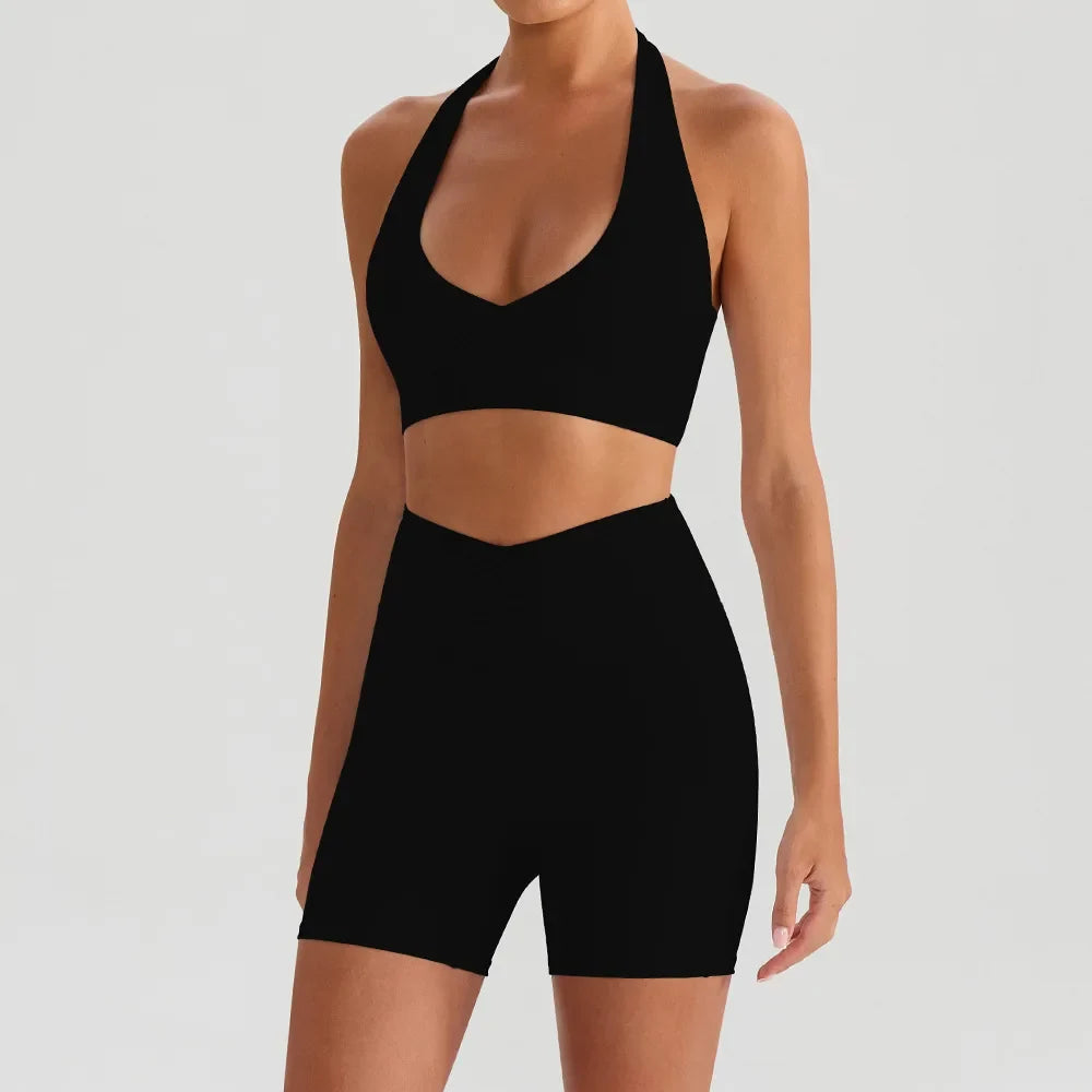 Hearuisavy 2Pcs Women's Sports Set Sun Protection Quick-Dry Tennis Skirt High Waist Yoga Flared Pants Gym Running Fitness Shorts