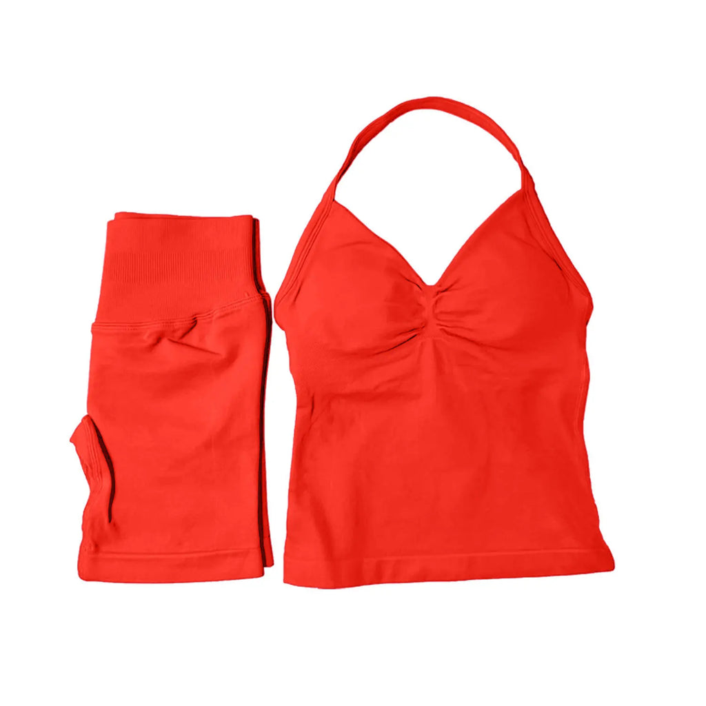 NCLAGEN Yoga Sets Women Gym Clothes ongline Strappy Top Shorts Activewear Sports 2 Piece Fitness Suit Running Workout Sportwear