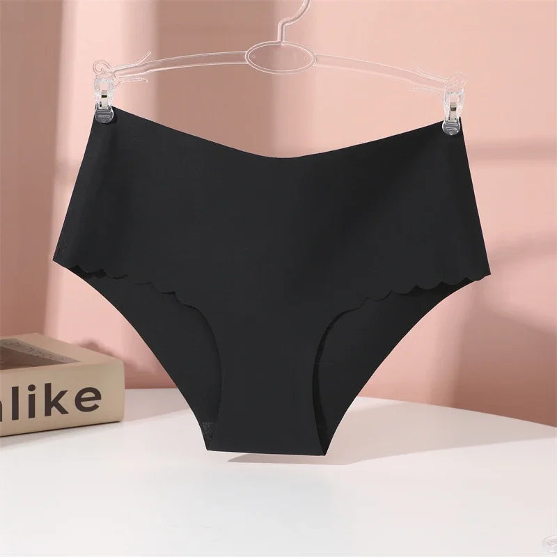 Seamless Women Briefs S-XXL Wave Edge V-shaped Underwear Panties Ice Silk Underwear For Women Low Waist Briefs One Piece Panty