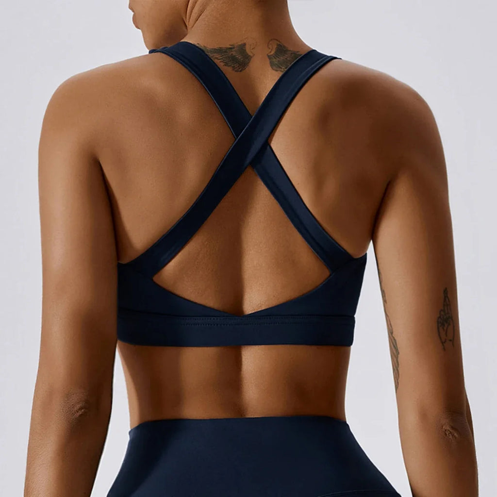 Hearuisavy Sports Bra Gym Underwear High Strength Shockproof Running Yoga Crop Top Breathable Pilates Push Up Fitness Tops Women