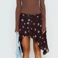 Women Polka Dot Mini Skirt See Through Mesh Sheer Ladies Aesthetic Y2K Clothes High Waist Sweet Midi Boho Skirt Streetwear