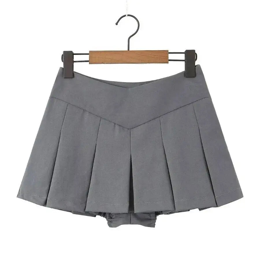 2026 Spring/summer New High Waisted Pleated Skirt Women's Spicy Girl Solid Color Slim A-line Wrap Hip Short Skirt A45S