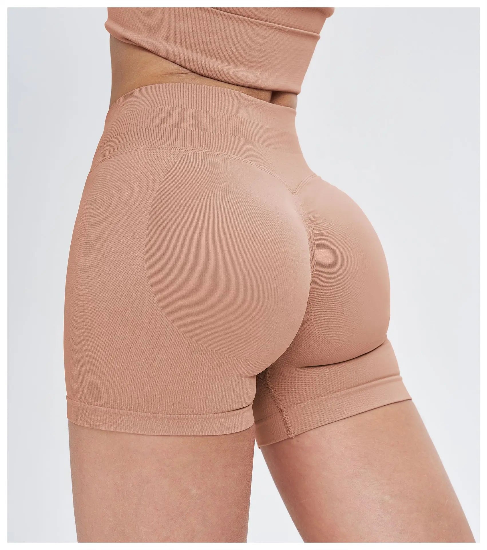 High Waist Shorts Seamless Yoga Shorts Workout Fitness Lift Peach Butt Fitness Tight Gym Running Body Shaper Pants Ribbed Shorts