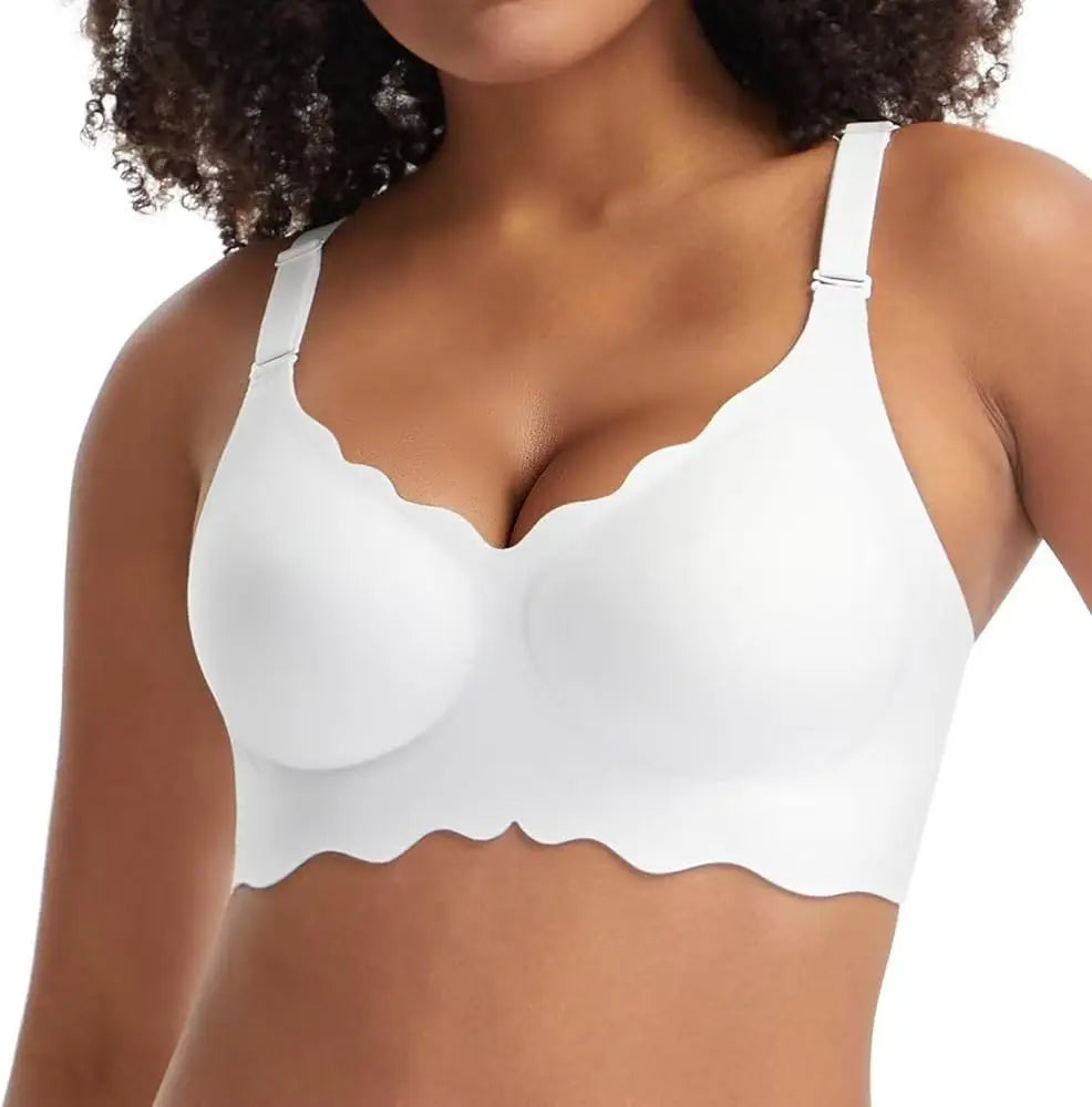 Plus-size Jelly-like Wire-free Bra Thin Molded Cups with A Wire-free Design Comfortable and Breathable Underwear Push Up