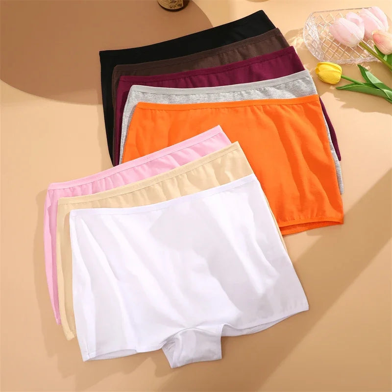5Pcs Women's Cotton Underwear Boxers Seamless Sports Panties Female Solid Color Briefs Cozy Lingerie Intimate Underpants XS-XL