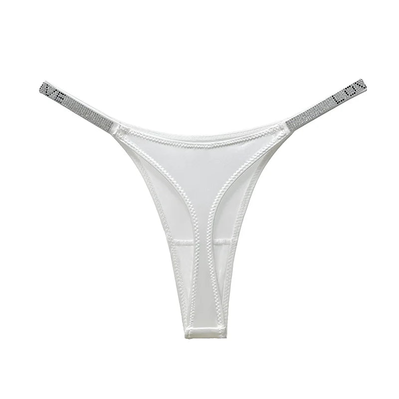 Sexy Panties Women Thongs Rhinestones G string Letter Diamonds Sports Thong Low Waist Briefs T-back Fitness Size S-XL