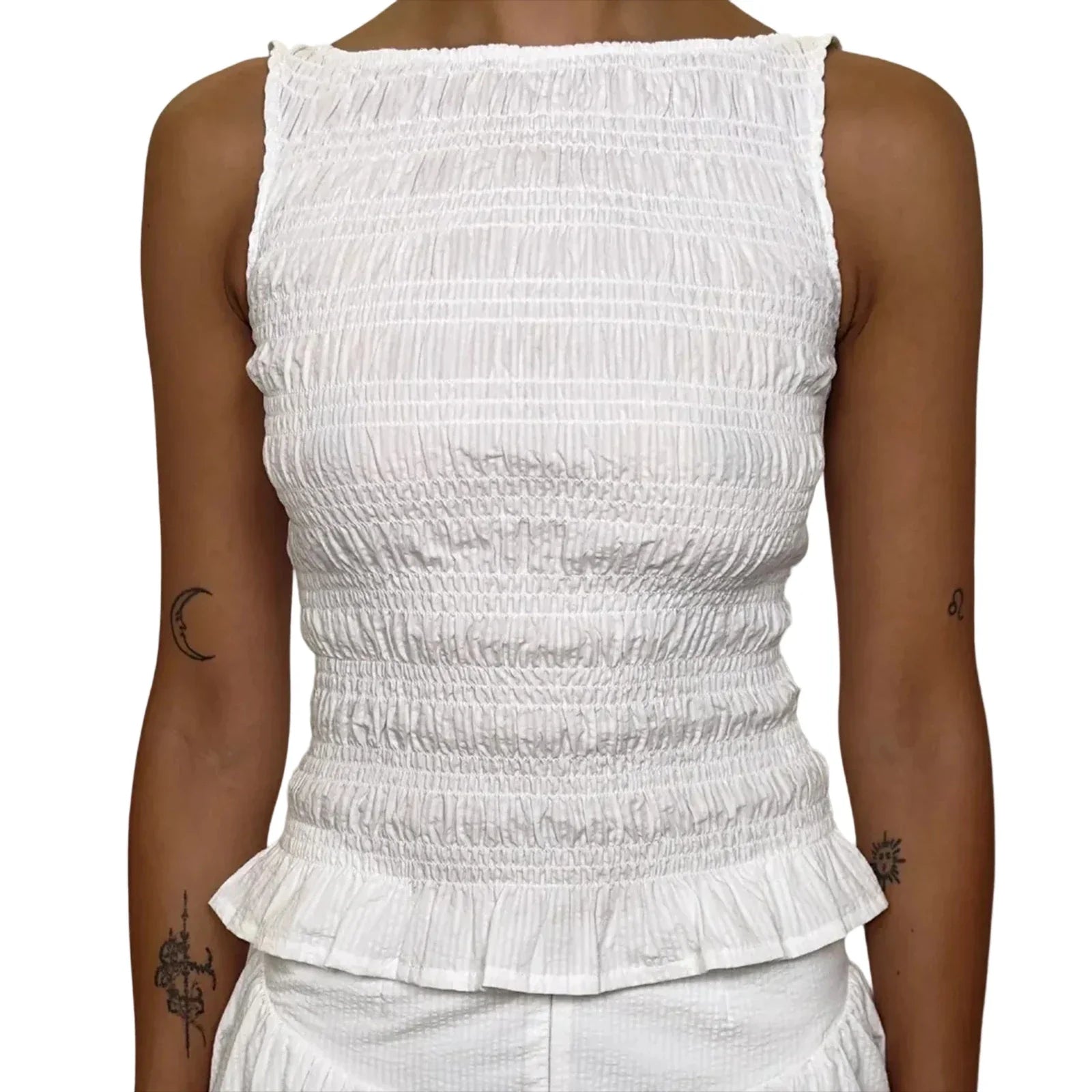 Women Tank Tops Solid Color Ruched Casual Vests Summer Fashion Sleeveless Tops Streetwear